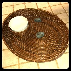 ❌SOLD❌ Sturdy wicker tray with bowl